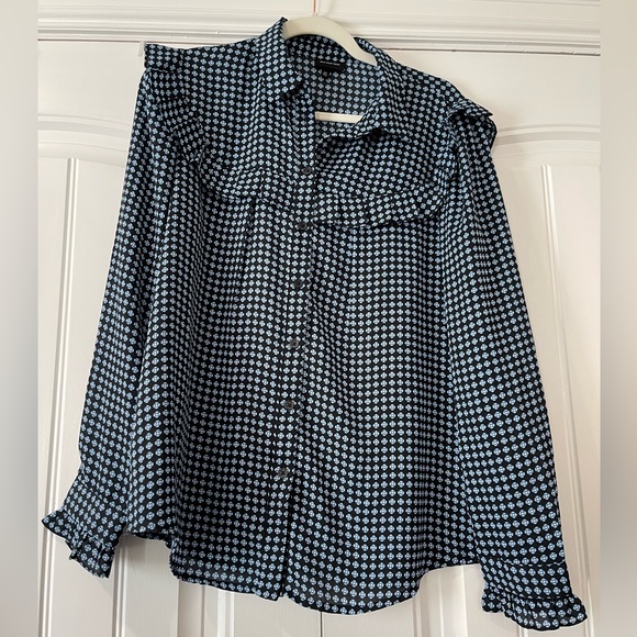 Who What Wear Ruffle Printed Blouse - Picture 2 of 6